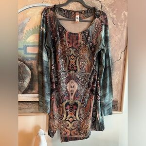 S-12 Sequins Embellished Long-Sleeve Boho Dress